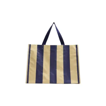 ZARA Polypropylene Tote Bag, Shopping Bag, Handbag Women's Natural & Blue