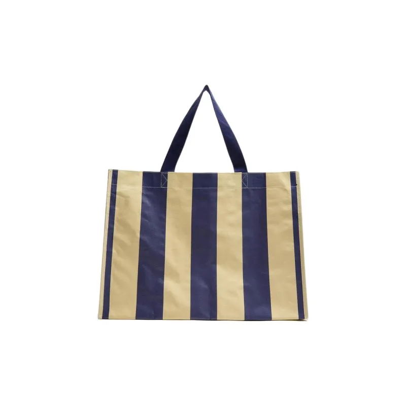 ZARA Polypropylene Tote Bag, Shopping Bag, Handbag Women's Natural & Blue-0