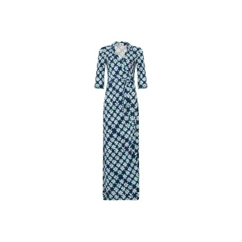 Diane Von Furstenberg FW25 Long Sleeved Dress Women's Blue