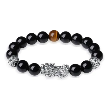 Seven Seven Silver Jewelry Natural Obsidian Bracelets Unisex