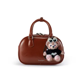 Soullight Split Cow Leather With Synthetic Leather Crossbody One Shoulder Handbag Medium Size Women's Brown