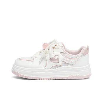 RENBEN Anti Slip Wear Resistant Low Top Skateboard Shoes Women's Pink White