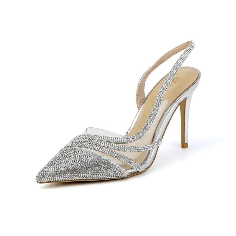 Aimilian High Heels Women's Silver Gray, Black-0
