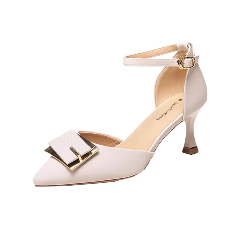 Spider King Slim Heel High Heels Women's Beige-1