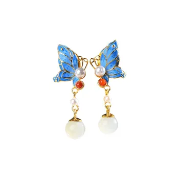 Jade Ink Love Hetian Jade Earrings White Jade/Pale Greenish White Jade Women's