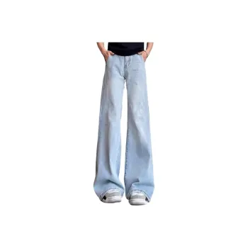 YICHEN Jeans Unisex Ice Blue[A Shaped Slight Flare]