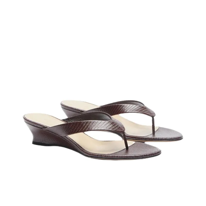 Le Monde Beryl Flip Flops 4cm Women's Brown Red-2