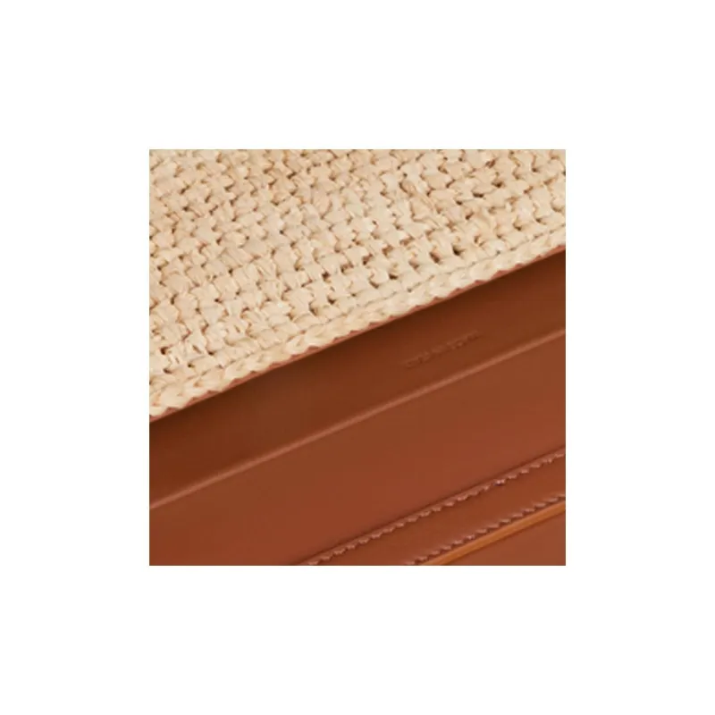 CELINE Straw Woven Shoulder Bag Women's Natural/Tan-3