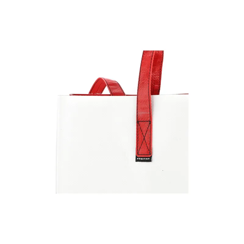 FREITAG Polyester Tote Bag, Shopping Bag, Shoulder Bag, Handbag Unisex Red & White-4