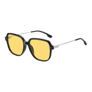 CAPONI Plate And Metal Square Sunglasses Unisex Black