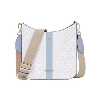 MICHAEL KORS Briley Artificial Leather Messenger Bag, Crossbody Bag Medium Size Women's Cream, White, Blue & Multicolor