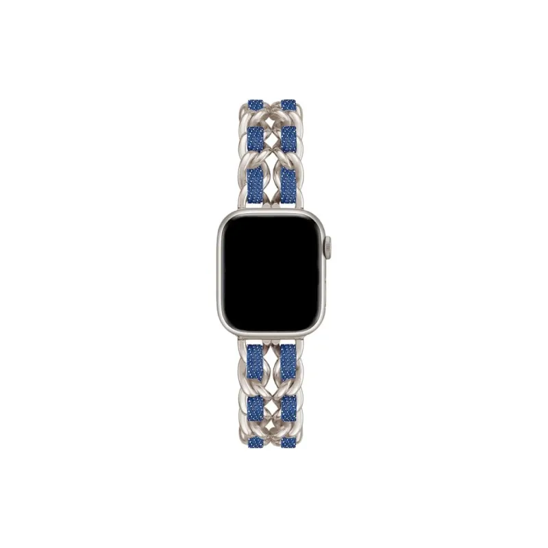 KVZUVUU Apple Compatibility Watch Band Metal, Denim Material-4