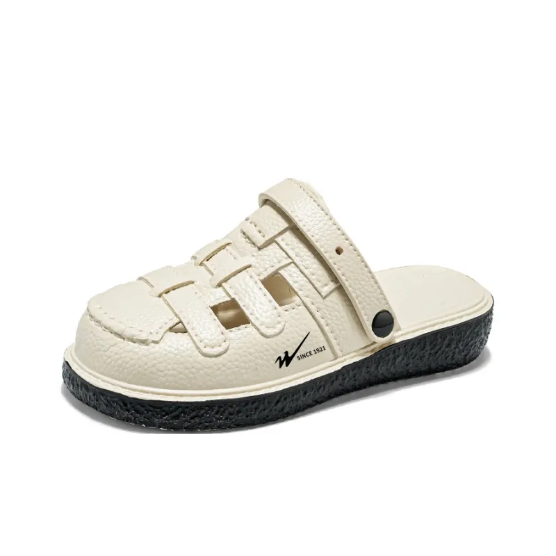 Binary EVA Quick Dry Slip Resistant Closed Toe Slippers Women's Beige Black-1