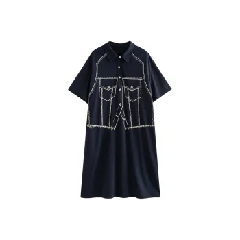 Initial Language Short Sleeved Dress Women's
