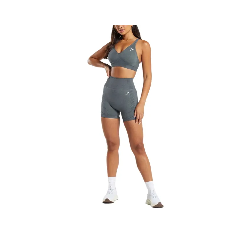 GYMSHARK Vital Seamless V Neck Sports Underwear Women's Dark Gray Mud Gray-0