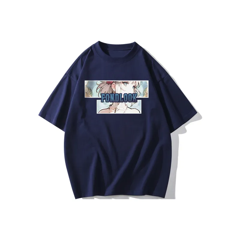 FONDLOOK T Shirts Unisex Navy Blue-1