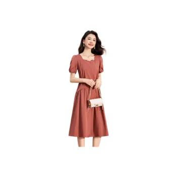 Mylan Summer Short Sleeved Dress Cinched Waist Women's