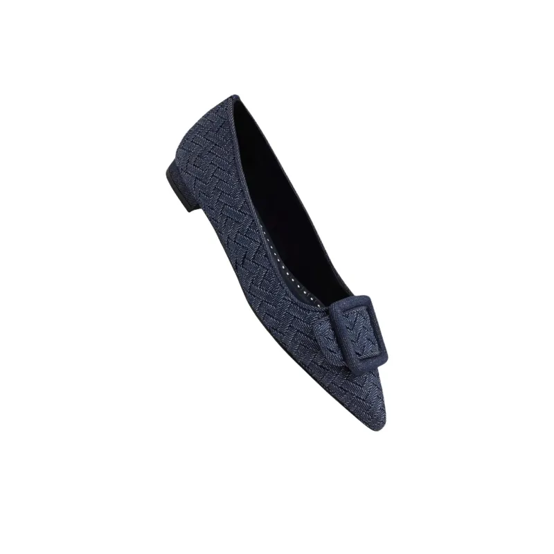 MANOLO BLAHNIK Maysalepumpflat Casual Single Shoes Women's Dark Blue-3