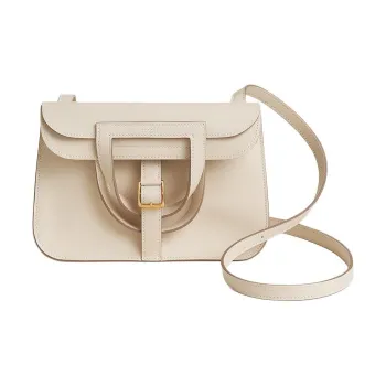 HERMES Halzan Swift Calfskin Portable Crossbody Bag, Shoulder Bag Mini Women's 21 Naturel Sable Light Tea Brown