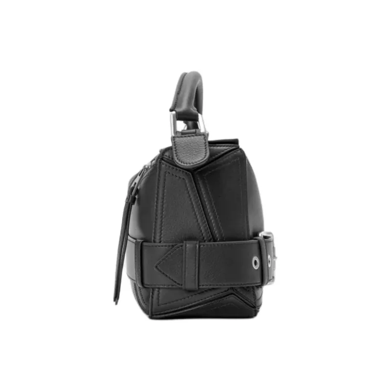 LOEWE Puzzle Bright Calfskin Shoulder Bag, Crossbody Bag, Handbag Trumpets Women's Black-4