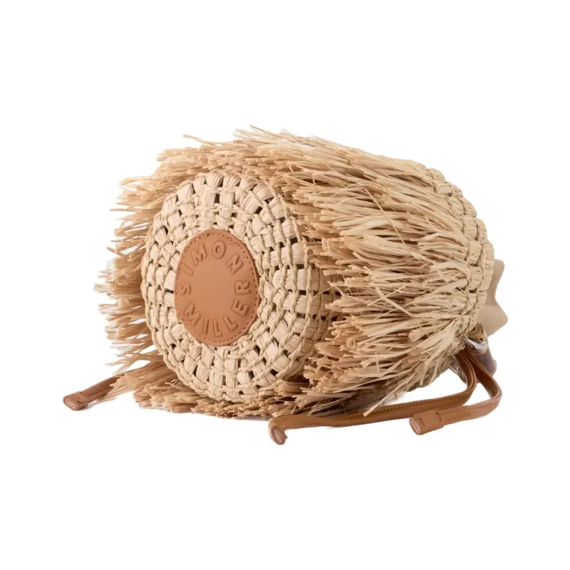 SIMON MILLER Raffia Bucket Bag, One Shoulder Handbag Women's Light Beige-1