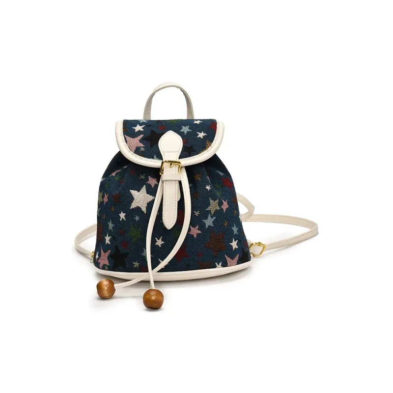 BGAY PU Backpack Women's Ecru/Blue/Brown-2