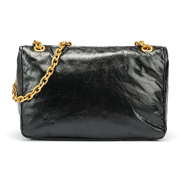 Ed Hardy Classic Series Cow Leather Shoulder Bag, Crossbody Bag Regular Women's Crack Black/Graphite Gray-2