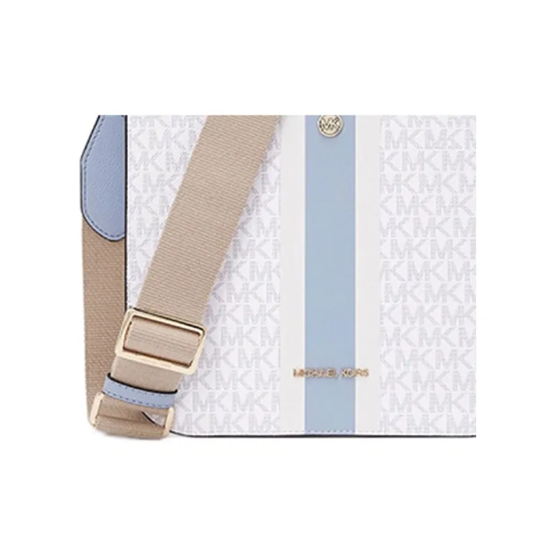 MICHAEL KORS Briley Artificial Leather Messenger Bag, Crossbody Bag Medium Size Women's Cream, White, Blue & Multicolor-4