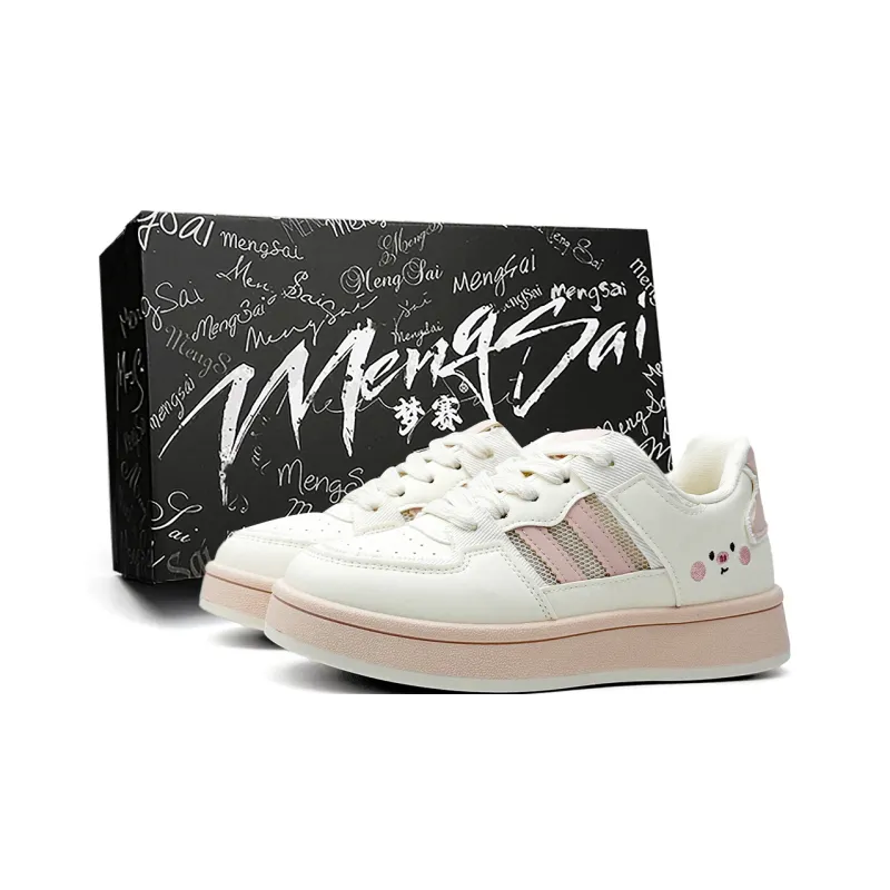 Mengsai Cushioning, Wear Resistant Low Top Skateboard Shoes Women's Beige Pink-1
