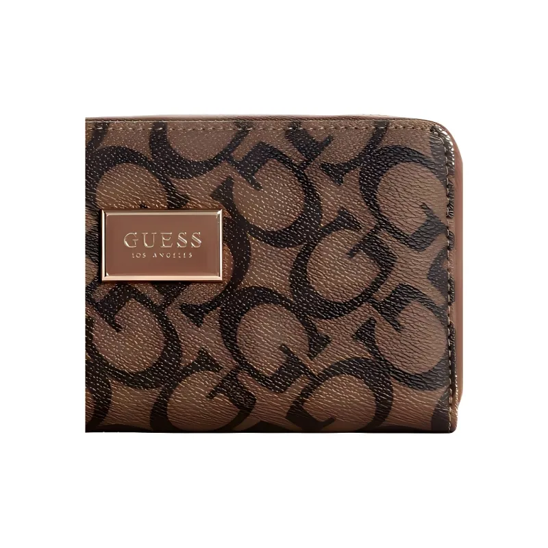 GUESS Coated Canvas Wallet Medium Size Women's Dark Brown-4