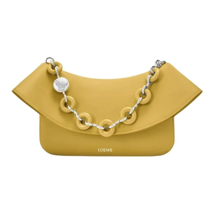 LOEWE Calfskin Shoulder Bag, Crossbody Bag, Handbag Medium Size Women's Ginger Yellow-0