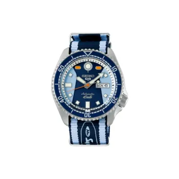 SEIKO 5 Sports Collection Automatic Mechanical Movement Nylon Strap Watch 42.5mm Men's Watches Blue Dial