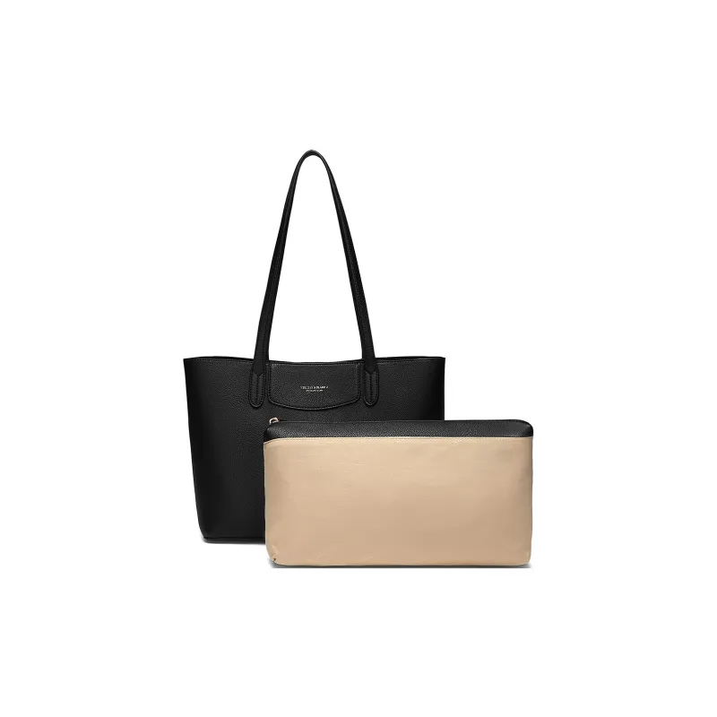 MEXICAN Polyurethane Leather Tote Bag, Shopping Bag, Shoulder Bag Women's Ecru/Black-5