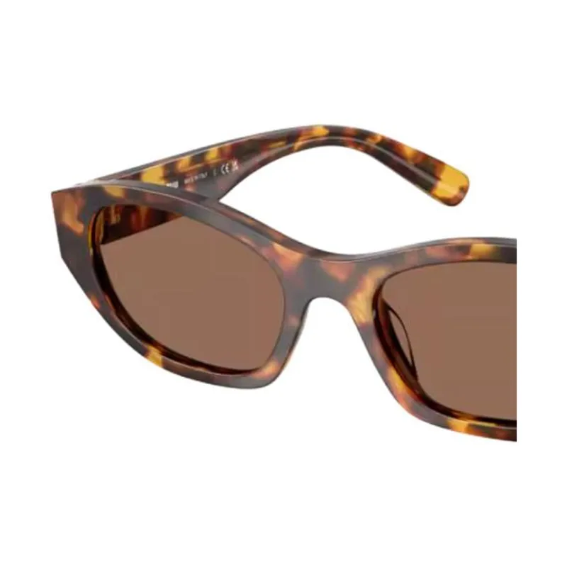 MIU MIU Plate Frame Irregular Shape Sunglasses Women's Brown Tortoiseshell-2