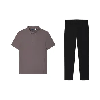 FILA Casual Sportswear Men Clothing Sets Deep Purple Red Top+Jet Black Bottom