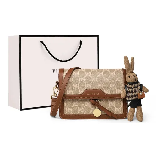 VINEY Synthetic Leather Shoulder Bag, Crossbody Bag, Small Square Bag Regular Women's Brown