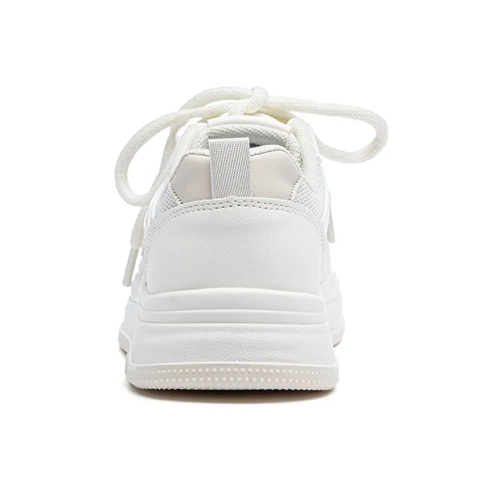 RENBEN Slip Resistant Abrasion Resistant Shock Absorbers Low Top Skateboard Shoes Women's White-4