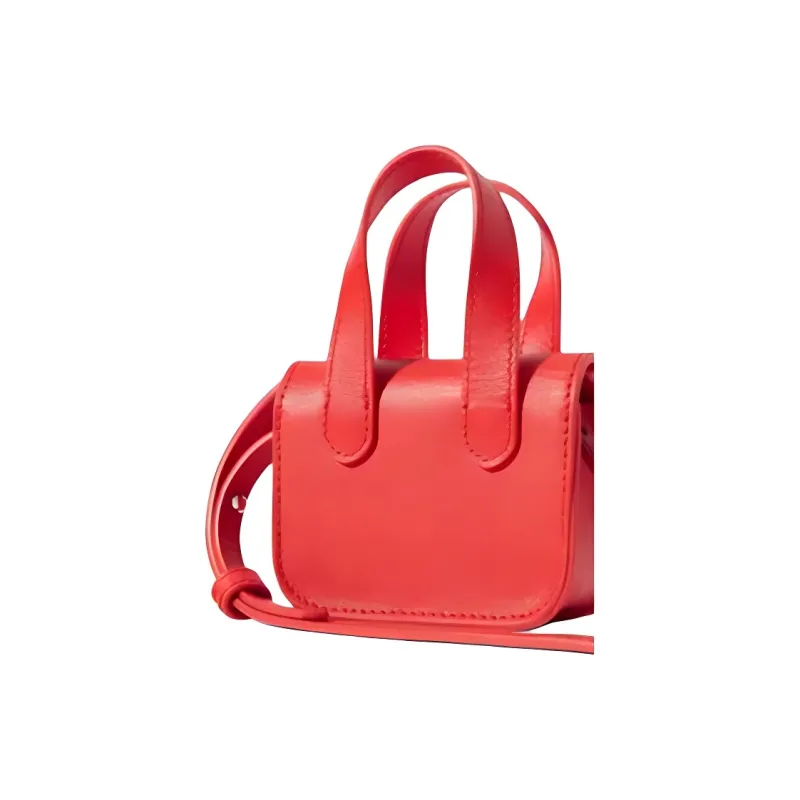 DEGAIA Cow Leather Shoulder Bag Crossbody Bag Handbag Small Size Women's Red-3