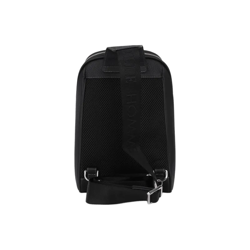 ELLE HOMME Cowhide Leather Textile Shoulder Bag Crossbody Bag Sling Bags Men's Black-1