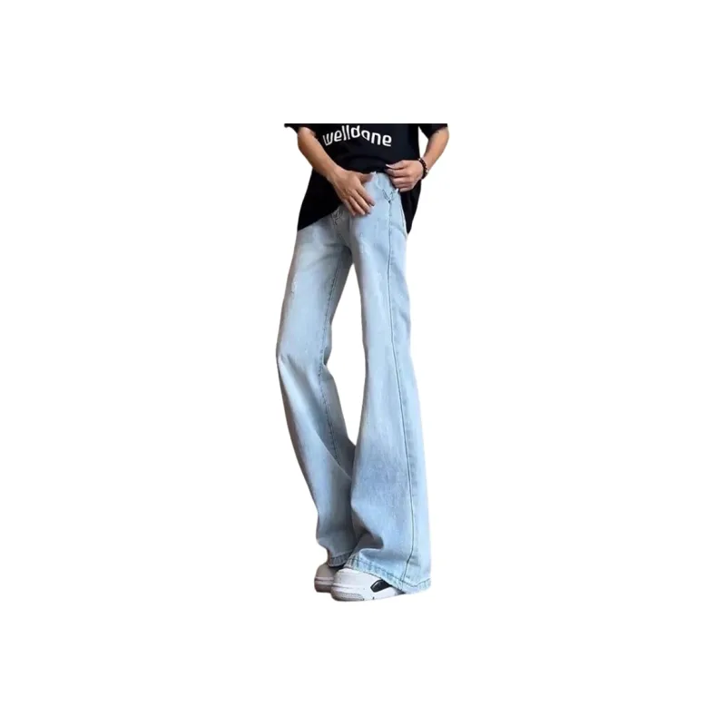 YICHEN Jeans Unisex Ice Blue[A Shaped Slight Flare]-1