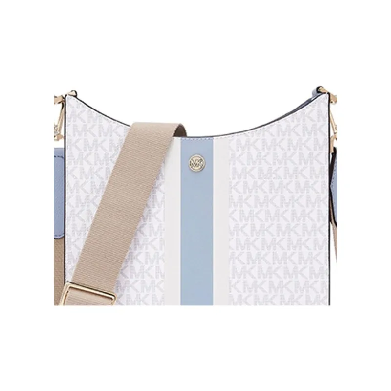 MICHAEL KORS Briley Artificial Leather Messenger Bag, Crossbody Bag Medium Size Women's Cream, White, Blue & Multicolor-2