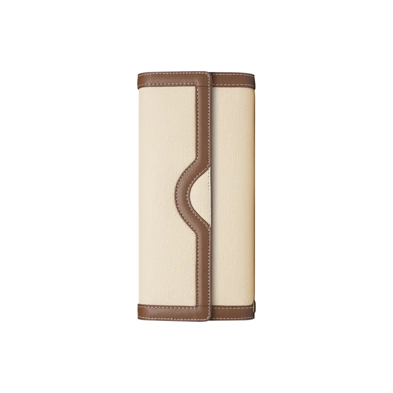 WilliamPOLO Fabric Wallet Women's White & Coffee-1