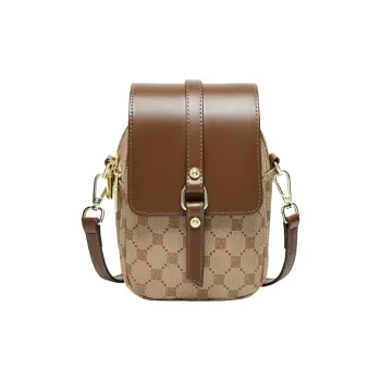 15 MINS PVC Shoulder Bag Crossbody Bag Cell Phone Pouch Mini Women's Coffee