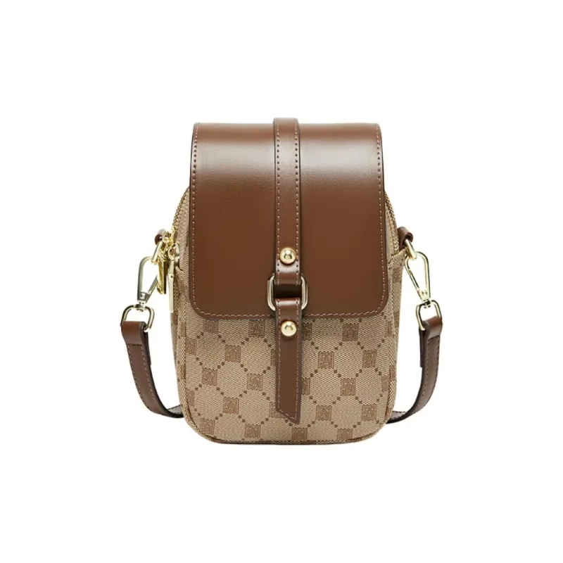 15 MINS PVC Shoulder Bag, Crossbody Bag, Cell Phone Pouch Mini Women's Coffee-0