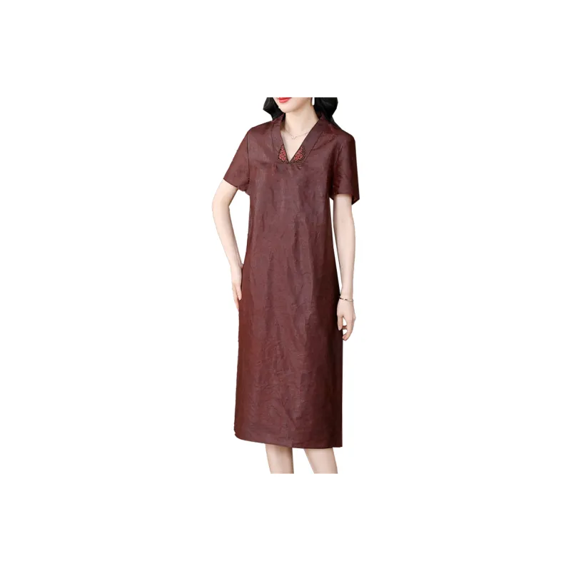 Yi Mengyuan Silk Short Sleeved Dress Women's-0