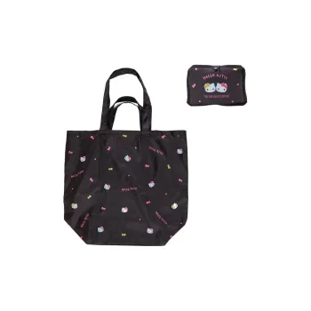 Sanrio Hello Kitty Polyester Tote Bag, Shopping Bag, Handbag Medium Size Women's Black