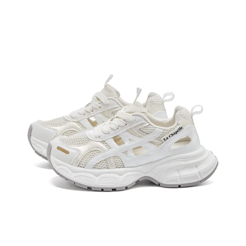 La Chapelle Abrasion Resistant Low Top Chunky Sneakers Women's White-2