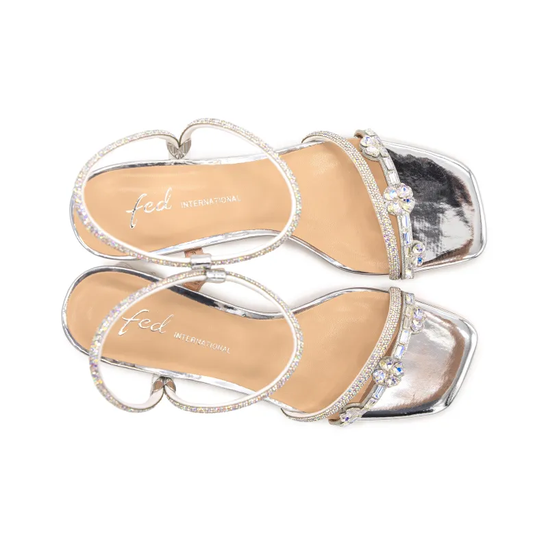FED One Strap Sandals 5.5cm Women's Silver-5