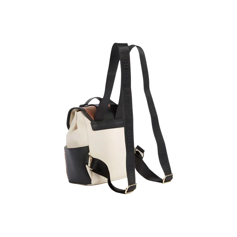 GUESS Artificial Saffiano Leather Backpack Unisex Beige Brown-1