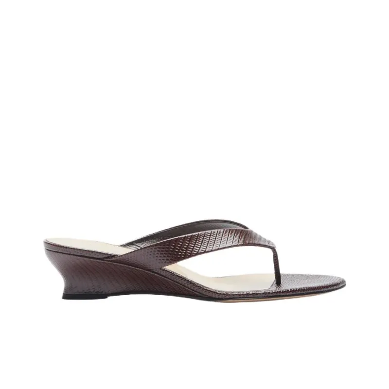 Le Monde Beryl Flip Flops 4cm Women's Brown Red-1
